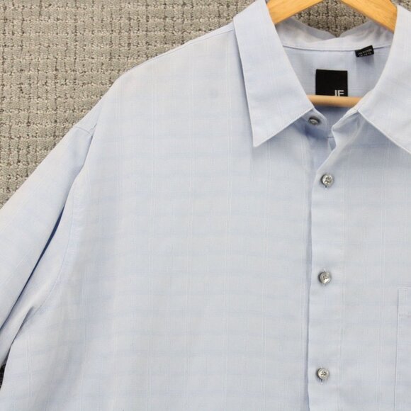 JF J.Ferrar Shirt Mens 2XL Blue Plaid Button Down Casual Short Sleeve Collared - Picture 4 of 10